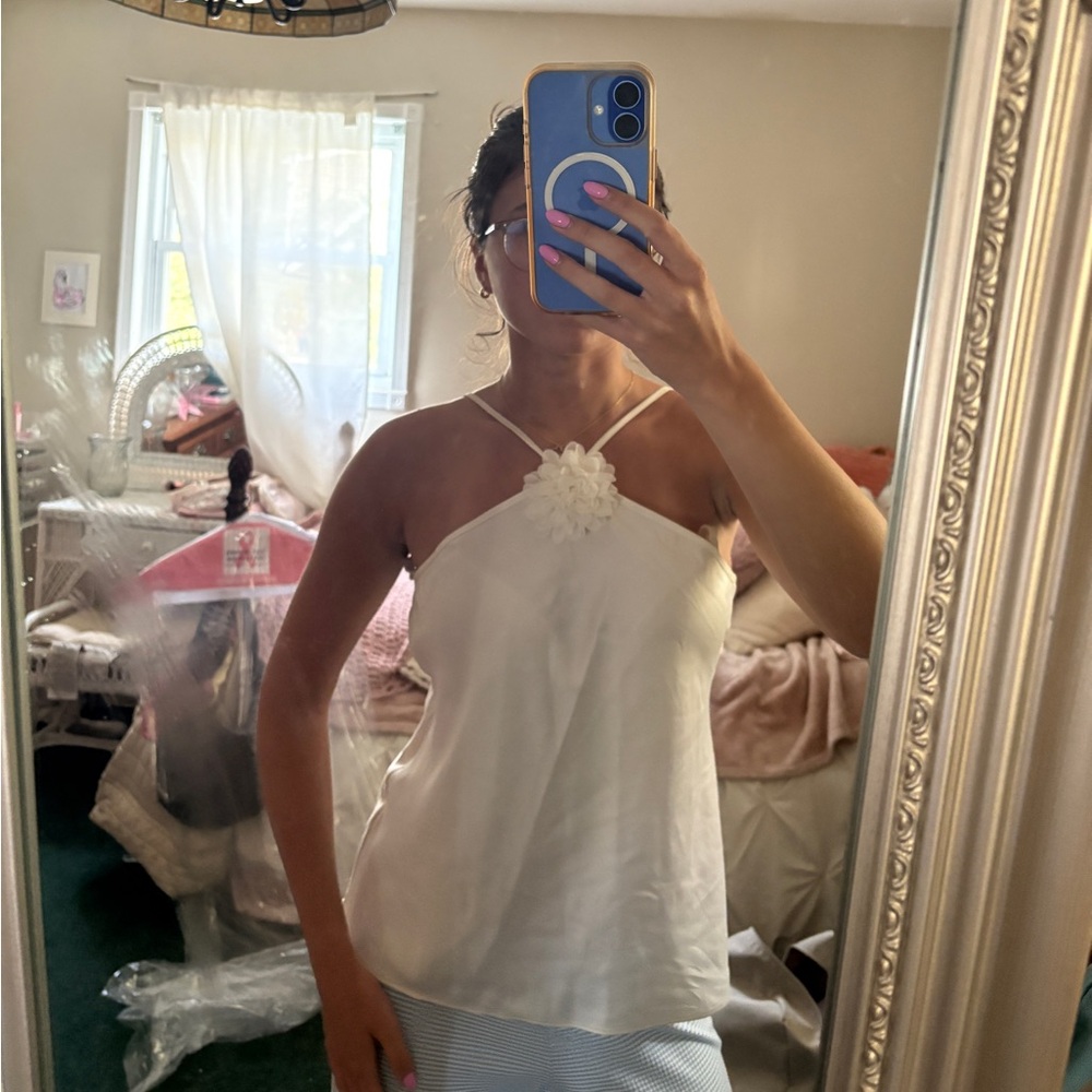 Cynthia Rowley White Floral Halter Top